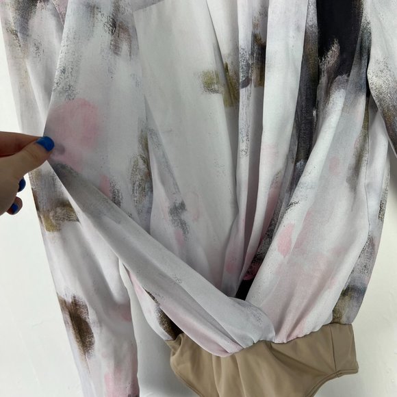 Aritzia Babaton Ambrose Bodysuit Frost Pink Dream Wrap-front Size Small S I1396 - Picture 7 of 14